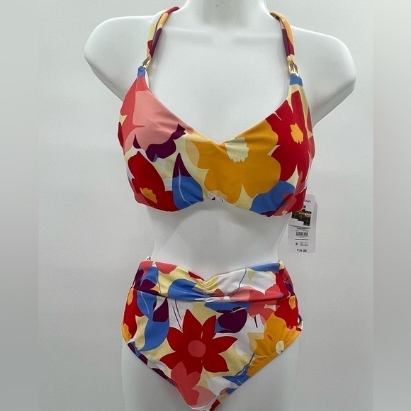 Time and Tru Women's Floral High Waist Twist Swim Bottoms Size 3X - Picture 4 of 13